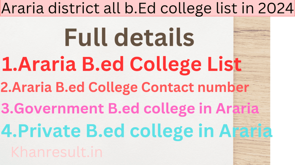 Araria district all B.ed college list in 2024
Full details